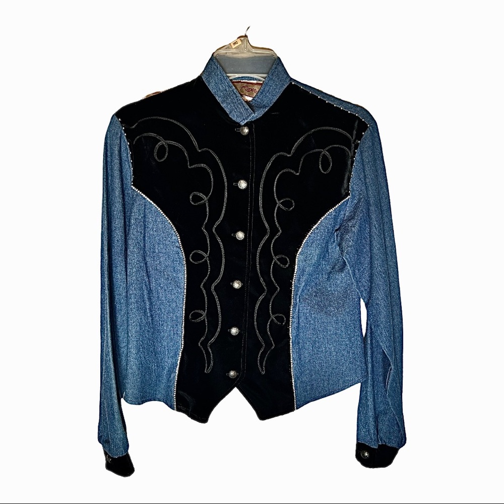 Vintage customized and reworked Roper denim blouse size xs